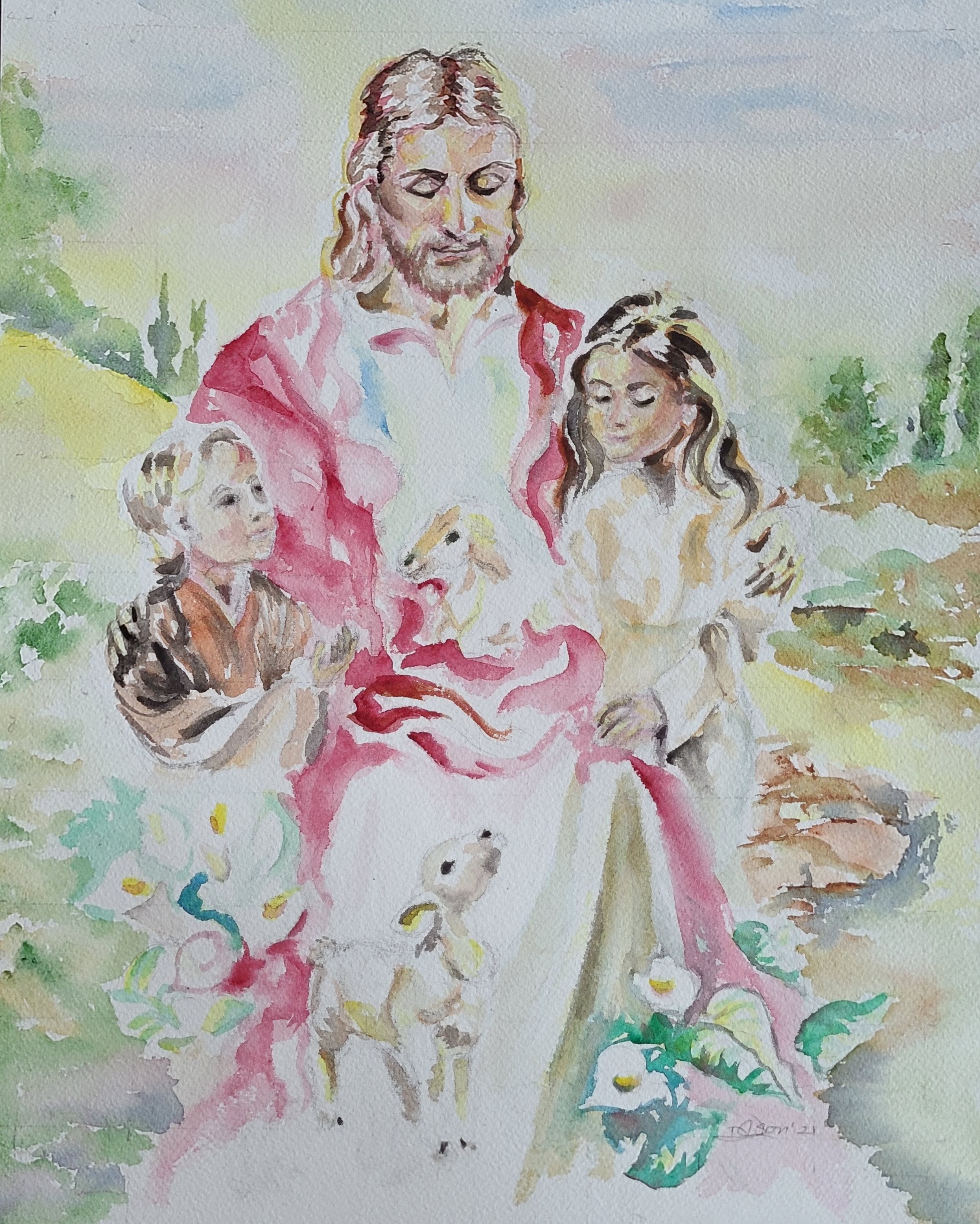 Large Mural of Jesus and the Children